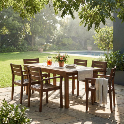Ensemble repas d'extérieur 7 pièces avec 6 chaises