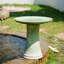 Bain d'oiseaux en céramique de 17 po pour l'extérieur, grand bain d'oiseaux élégant pour l'extérieur, bains d'oiseaux vernis à piédestal léger pour l'extérieur avec motif floral, vert ombré-647982847