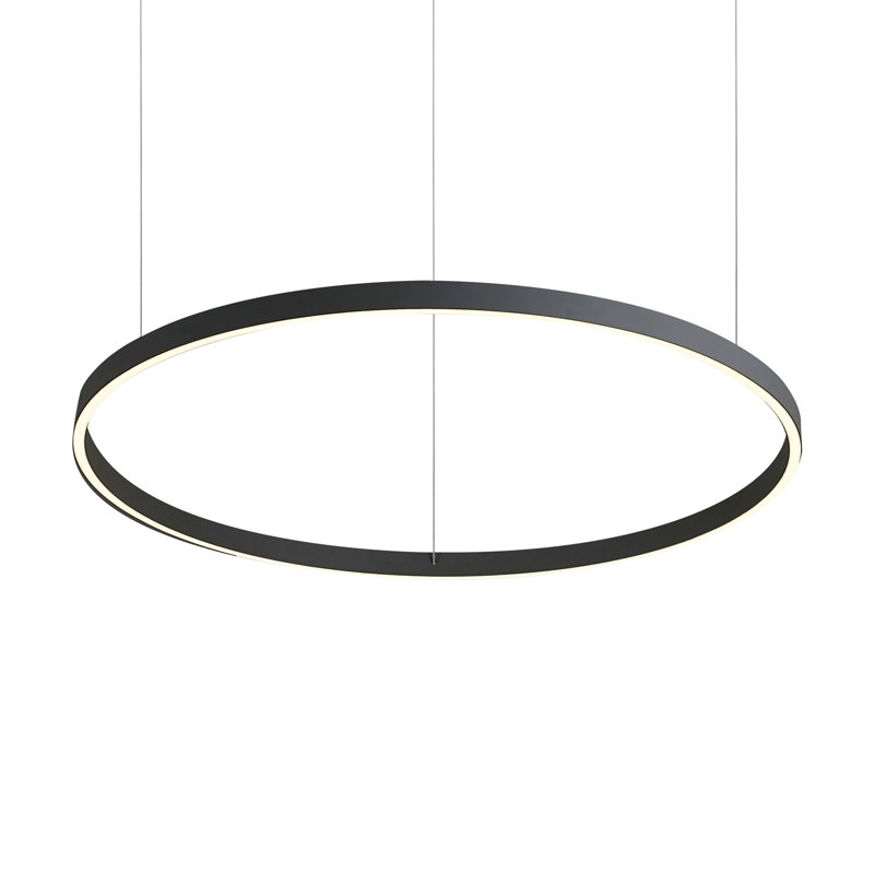 Luminaire suspendu unique à 1 lumière Cerchio, Noir, H 123,25 po x l 70,88 po x P 70,88 po