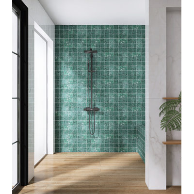 Carreau de mosaïque de mur et de plancher carré en marbre vert poli paon