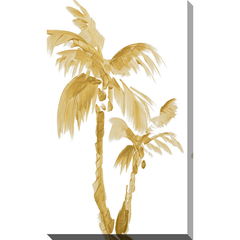 «Gold Palms IV», reproduction de peinture à l'aquarelle, H 40 po x l 24 po x P 1,5 po, Toile tendue