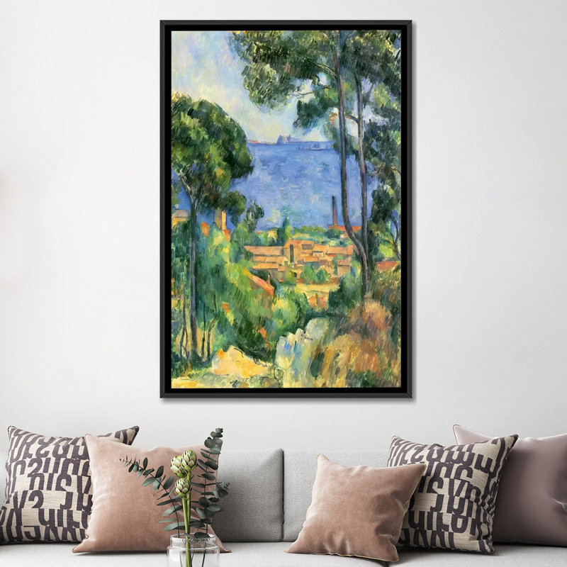 « forest of trees » par paul cezanne, reproduction d’art sur toile, H 26 po x l 18 po x P 1,5 po, Toile avec cadre noir