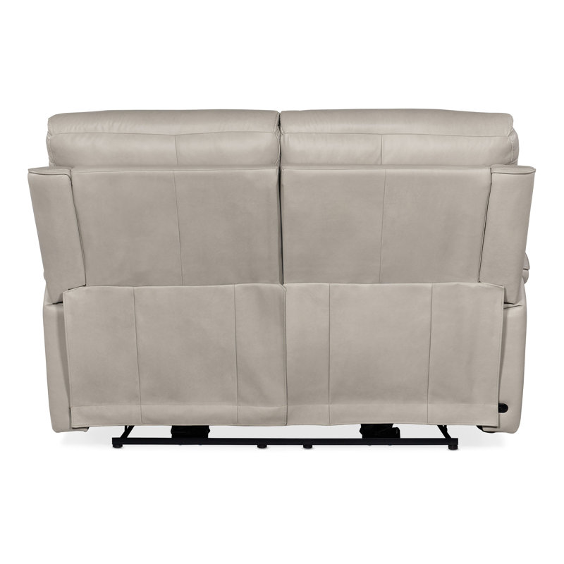 Sahara Dorian Gray Leather Loveseat with Pillow-top Arm and Cup Holder
