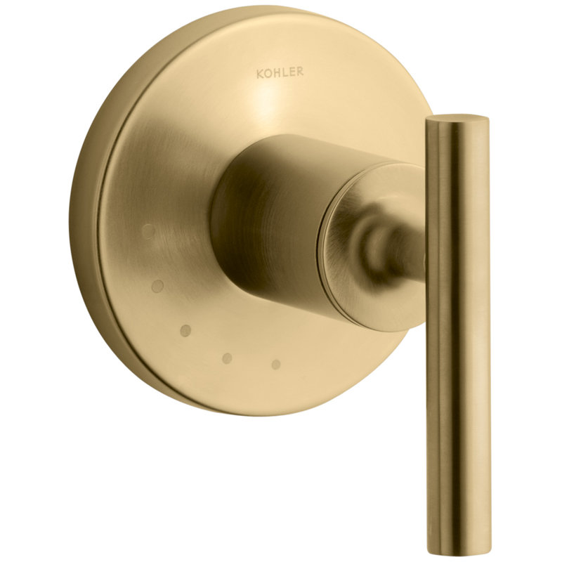 Garniture de valve Purist avec poignée levier pour valve de contrôle de volume, Or brossé éclatant de style moderne