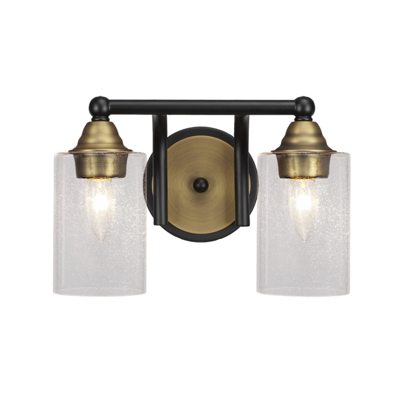 Michell 2-Light Bath Bar, Matte Black/Brass