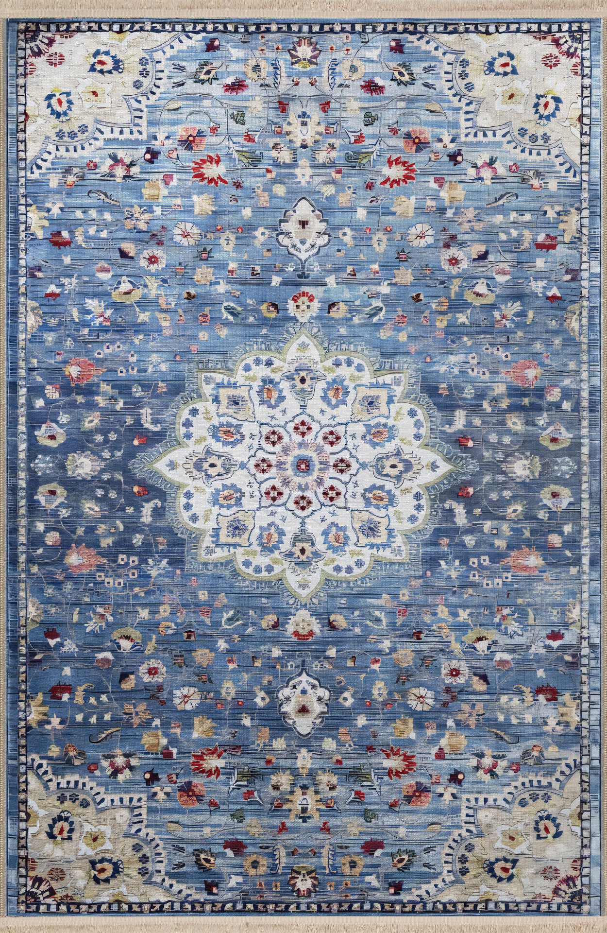 Bungalow Rose Blue Themed Traditional Motif Ethnic Floral Patterned ...