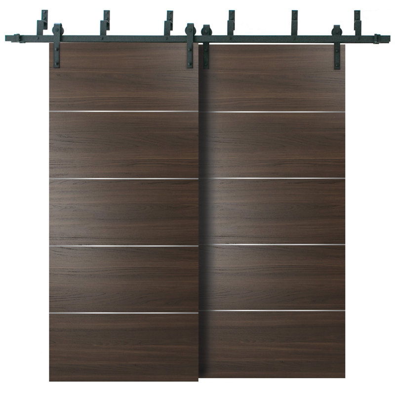Portes coulissantes en bois Planum, 64 po x 84 po, Frêne chocolat