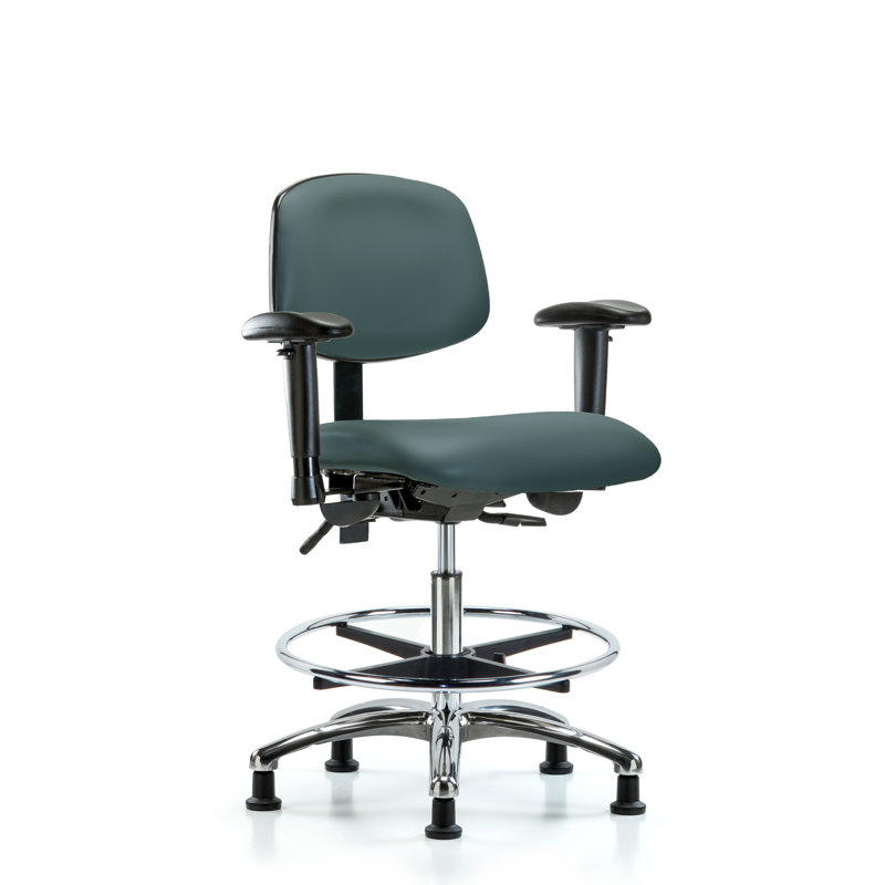 Aliya Vinyl Drafting Chair, Colonial Blue, Glides, Not Included
