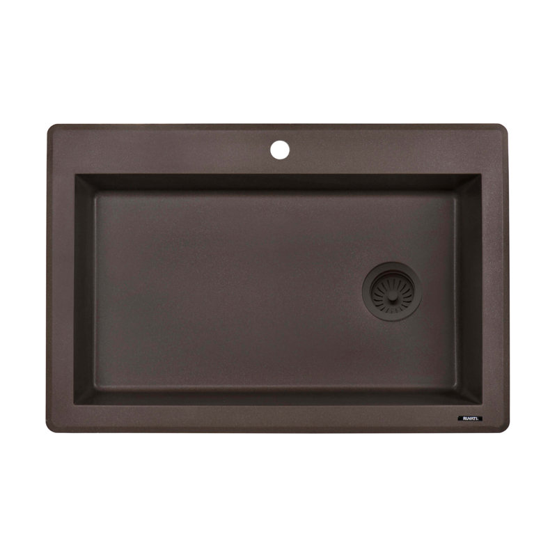 Ruvati 33 x 22 inch epiGranite Drop-in Topmount Granite Composite Quartz Single Bowl Kitchen Sink, Espresso Brown