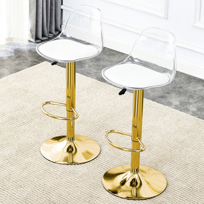 Chaises de bar dorées de 2, 360 chaises pivotantes et réglables, sièges Pu, minimaliste moderne pour les restaurants, chaises de levage rotatives, or, bars design