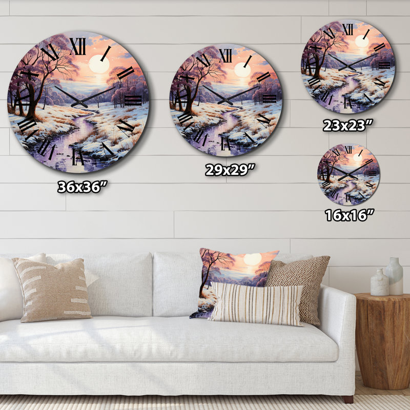 Horloge murale White Fushia Winter Sunrise II, Grand