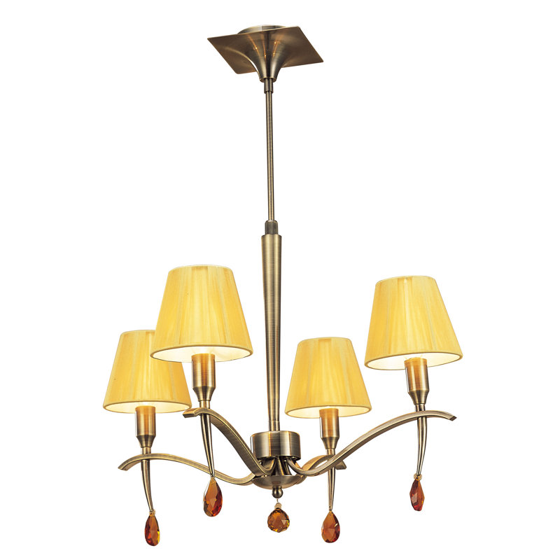 Quade 4 - Light Shaded Chandelier, Antique Brass