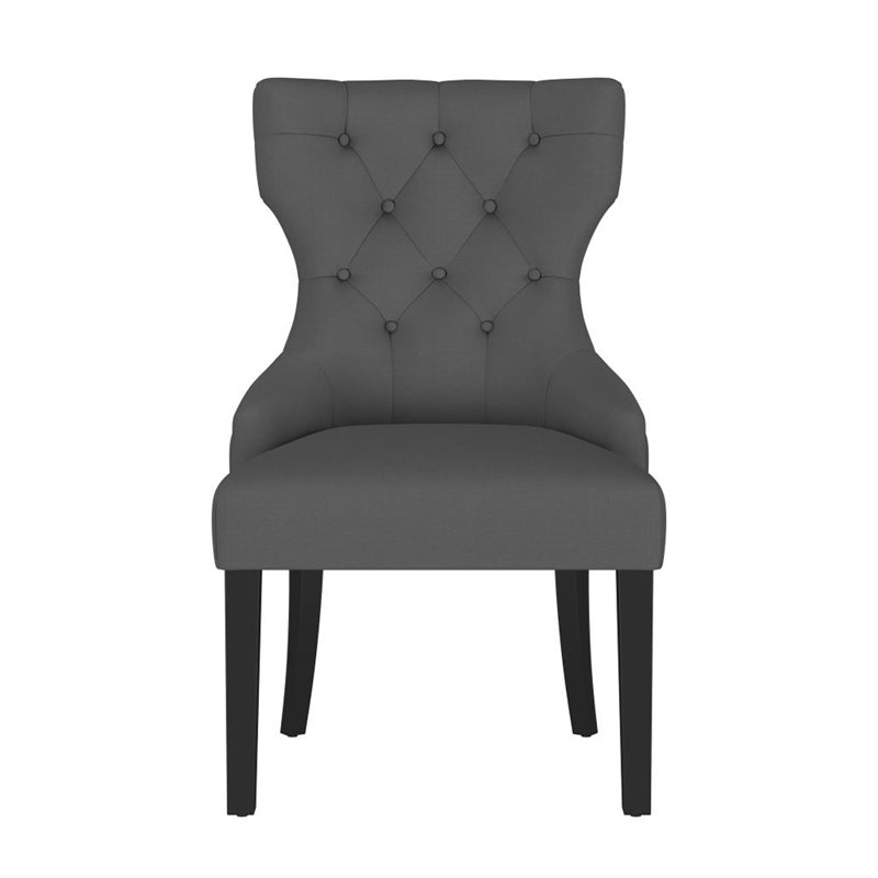 Crisha Upholstered Dining Side Chair, Black, Beige Polyester Blend