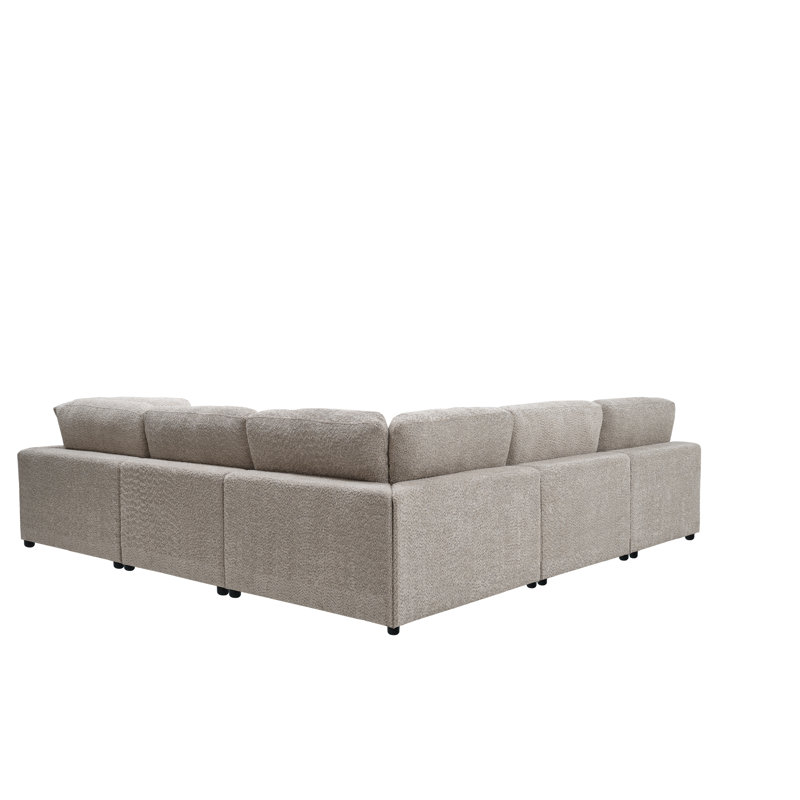 Everden Modular Plush Sectional Sofa, 33" H x 112" W x 112" D, Cream Polyester