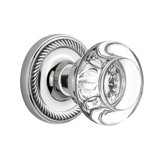 Rope Rosette with Round Clear Crystal Door Knob