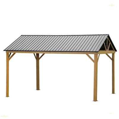 12'X14' Hardtop Gazebo Outdoor Aluminum Gazebo With Galvanized Steel Gable Canopy For Patio Decks Backyard