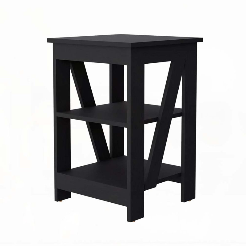 Black Table with 2 Shelves