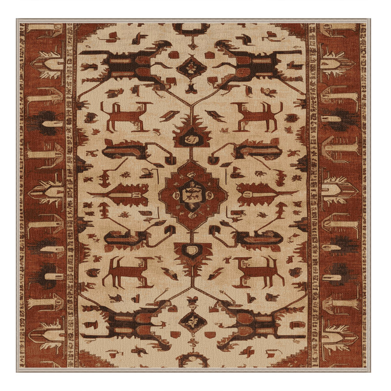 Machine Washable Persian Brown Area Rug, Square 6'