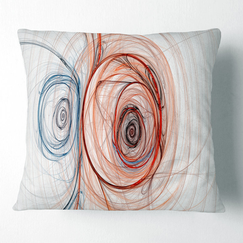 Fractale brune et bleue - coussin abstrait imprimé, 18 po x 18 po, Coussin décoratif