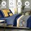 6-Piece Full Size Chevron Comforter Set, Modern Geometric Bedding in Navy Blue, Grey & Yellow, All-Season Microfiber Bed in a Bag with Sheets and Pillow Shams-114244147-114244150