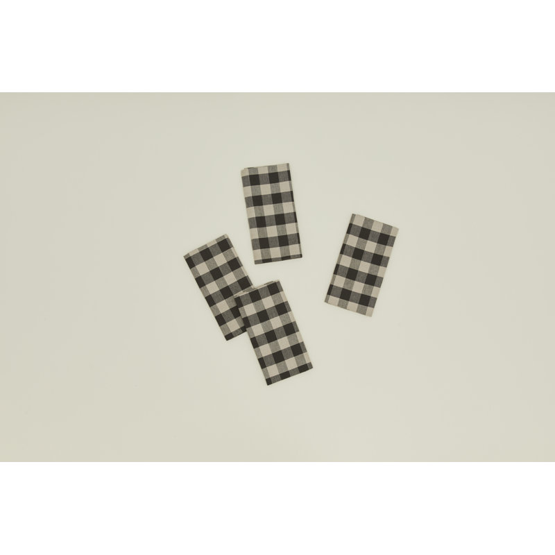Serviettes de table Essential Gingham, Noir / gris clair