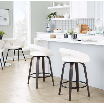 Ensemble de tabourets de bar pivotants contemporains en similicuir
