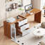 Bureau en coin réversible en L de 82,7 po avec tiroirs de rangement et armoire - brun rustique / blanc