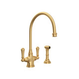 Georgian Era Two Handle Kitchen Faucet with Side Spray