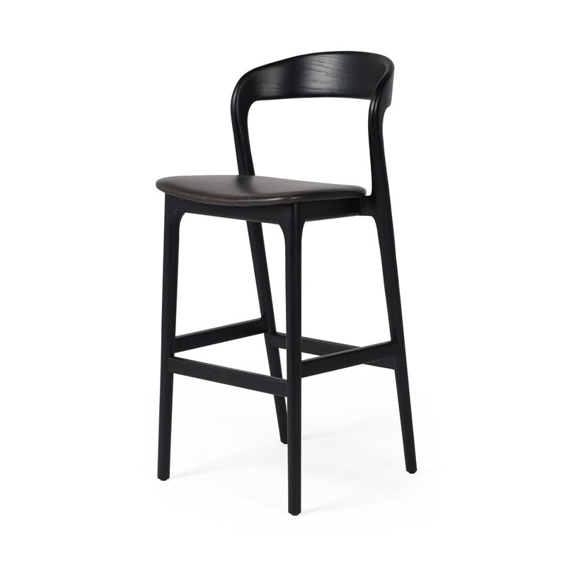 Amare Stool, Bar Stool (30.5" Seat Height), Sonoma Black Genuine Leather/Black