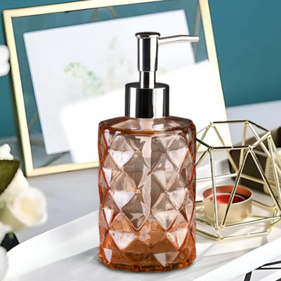 Bouteille d'eau Rhombus Bouteille de savon liquide Verre coloré Type de presse Bouteille de savon Shampooing ménager Gel de douche Bouteille vide