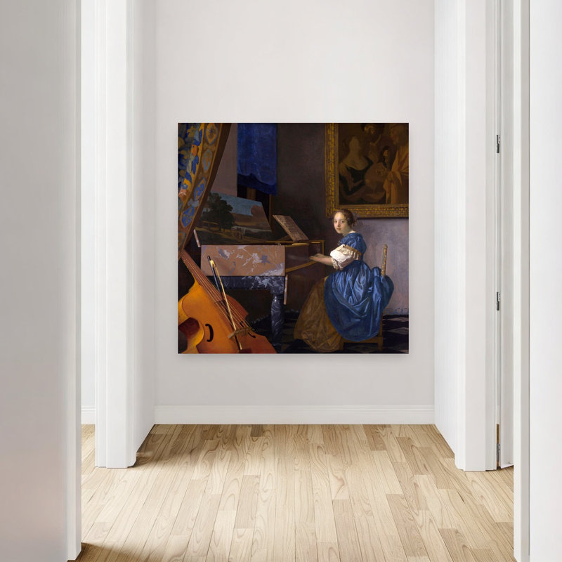 Une jeune femme assise à un portrait contemporain contemporain, impression d'art mural, 48" H x 48" W