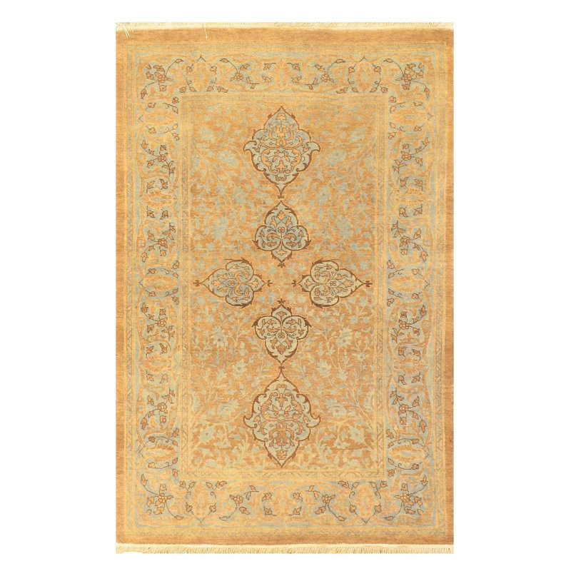 Lunamaria Wool Oriental Area Rug in Brown
