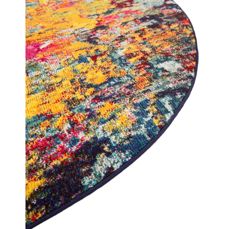 Rizer Washable Abstract Indoor Rug, Round 6'1"