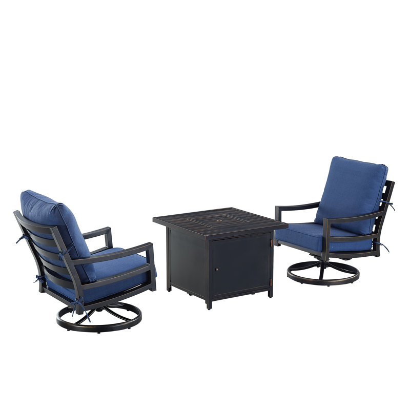 Ensemble de conversation d'extérieur 2 personnes avec coussins Yamilee, Bleu