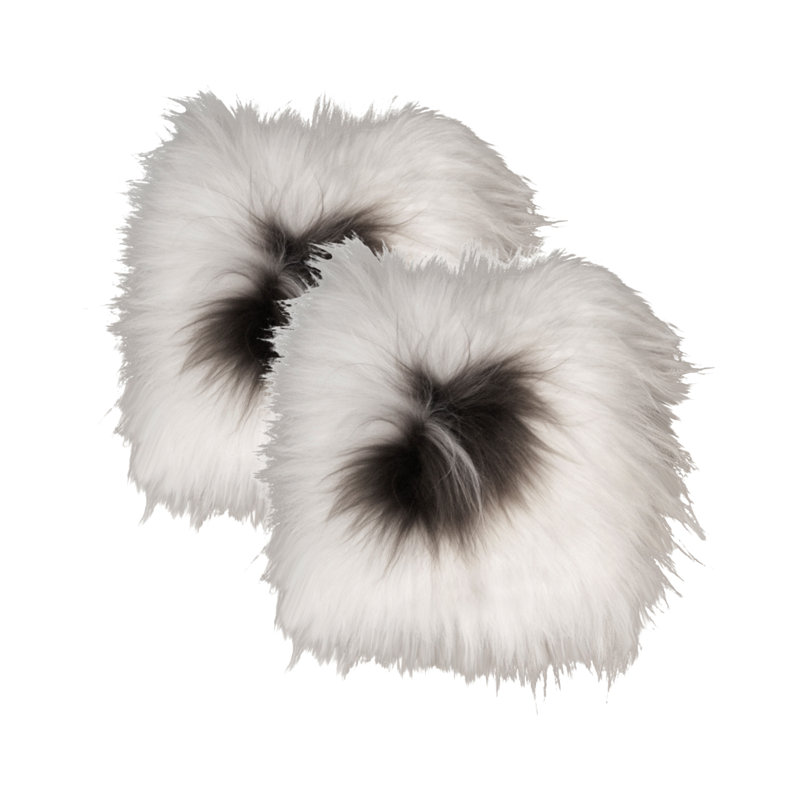 Icelandic Sheepskin Chair Pad Cushion, Black/White