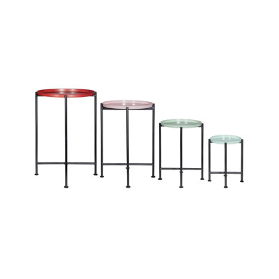 Set of 4 Multicolor Metal Nesting Plant Stands, Assorted Sizes
