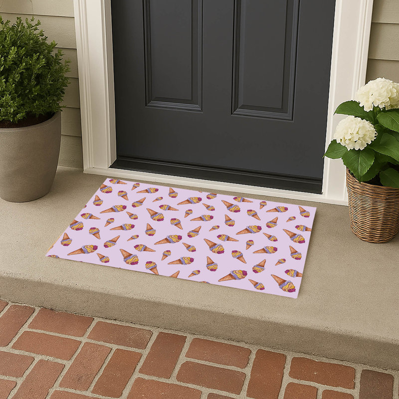 Summer Ice cream Outdoor Doormat, 34" W x 21" L, Lavender