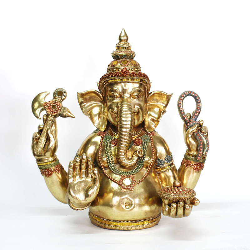 STATUE GANESH MÉTALLIQUE 25,2 po TALL ORNATE