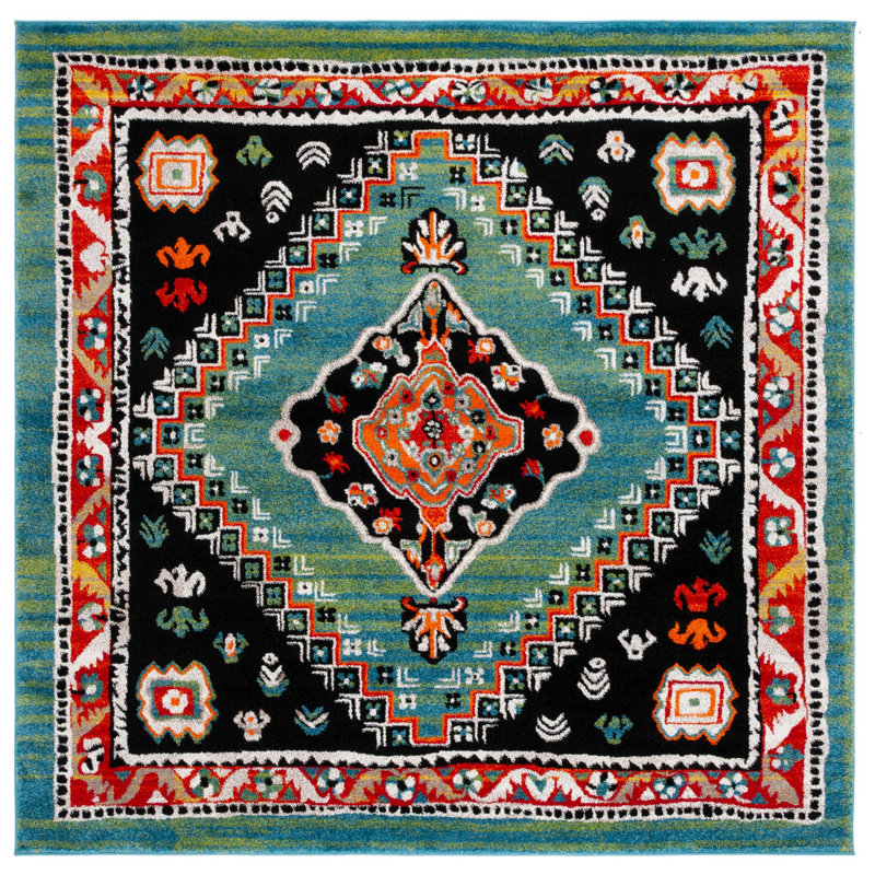 Vintage Hamadan Performance Oriental Rug, Square 6'7"