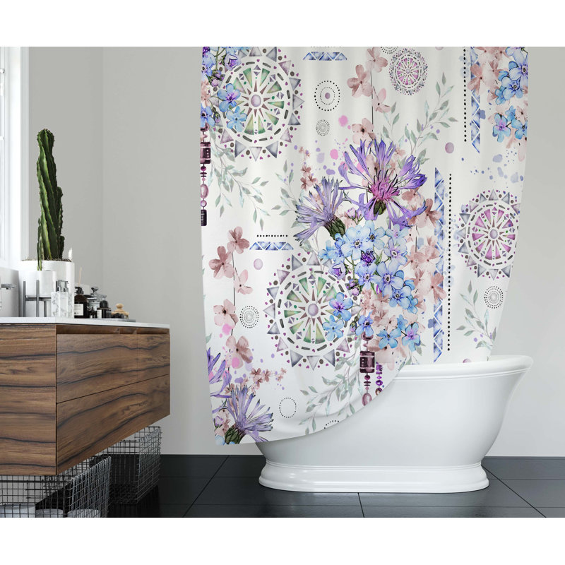 Rideau de douche simple à motif floral, H 90 po x l 70 po
