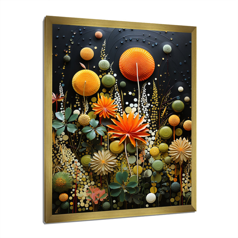 Yoav Orange Mid Century Natures Harmony II - Abstrait art Mid-Century Mid-Century, H 44 po x l 34 po x P 1,5 po
