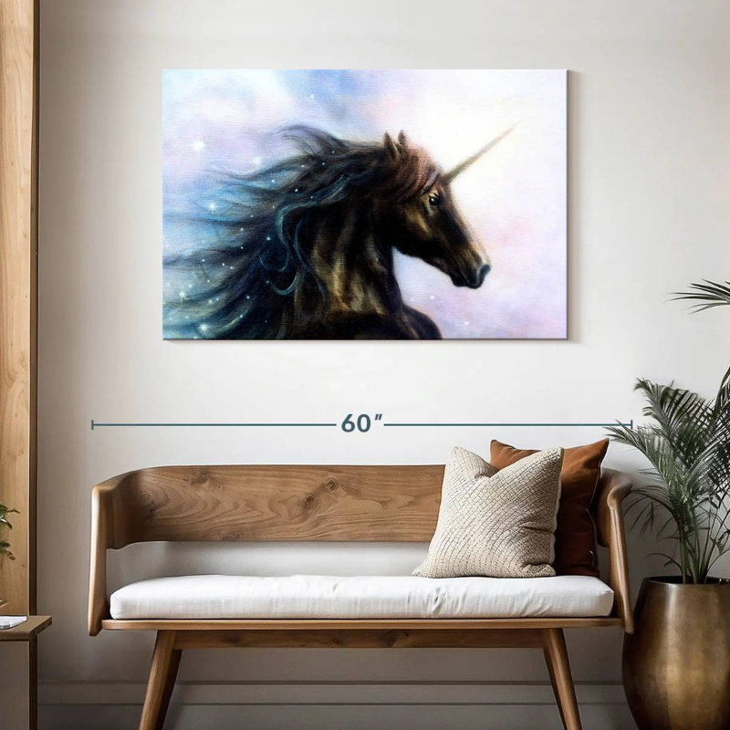 Licorne noire Kelan, H 30 po x l 45 po
