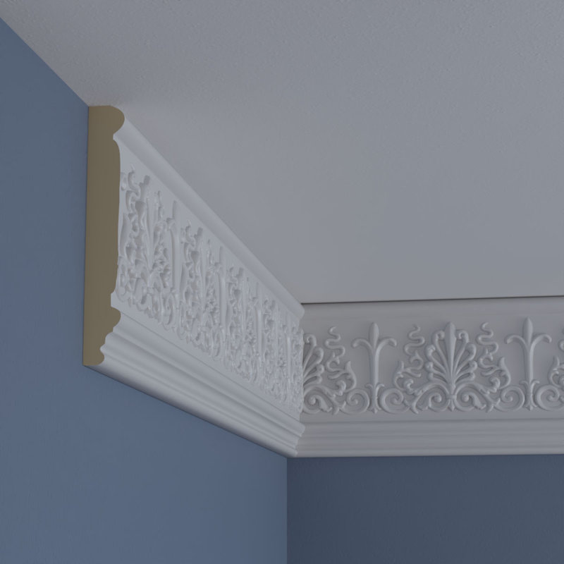 Primed White Geometric Crown Moulding Panel Sample