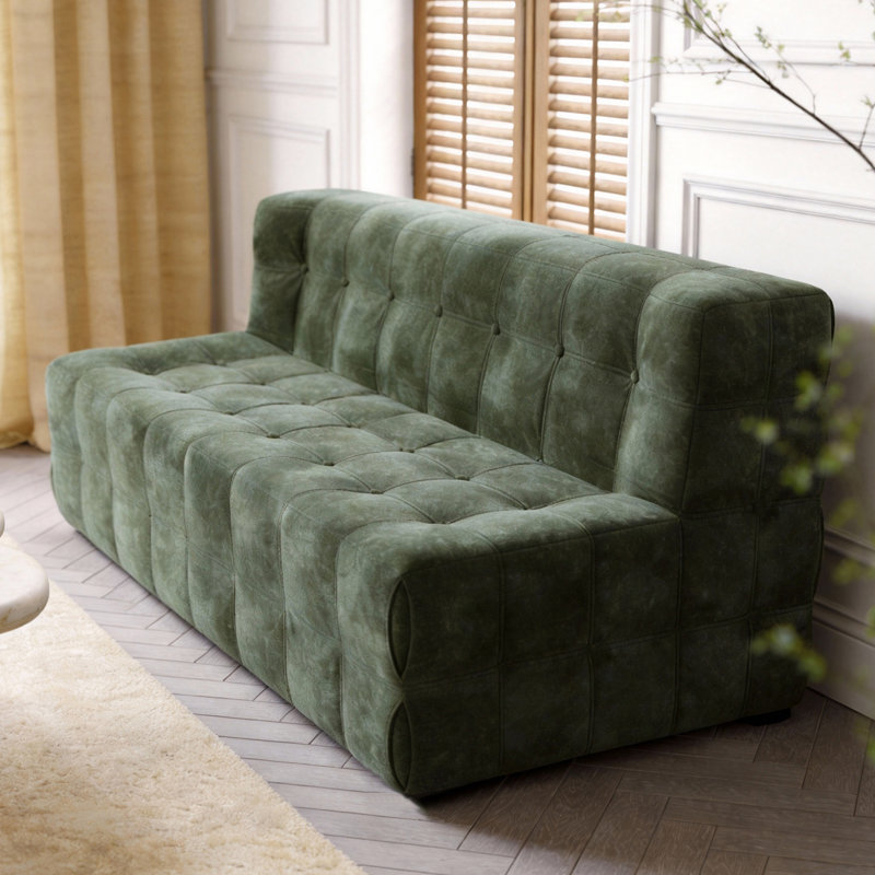 Velvet Double Sofa Wide with High-Density Foam, Frame-Free Waffle Pattern Design Fast Dispatch From UK Warehouse – Dispatched Within 2 Days