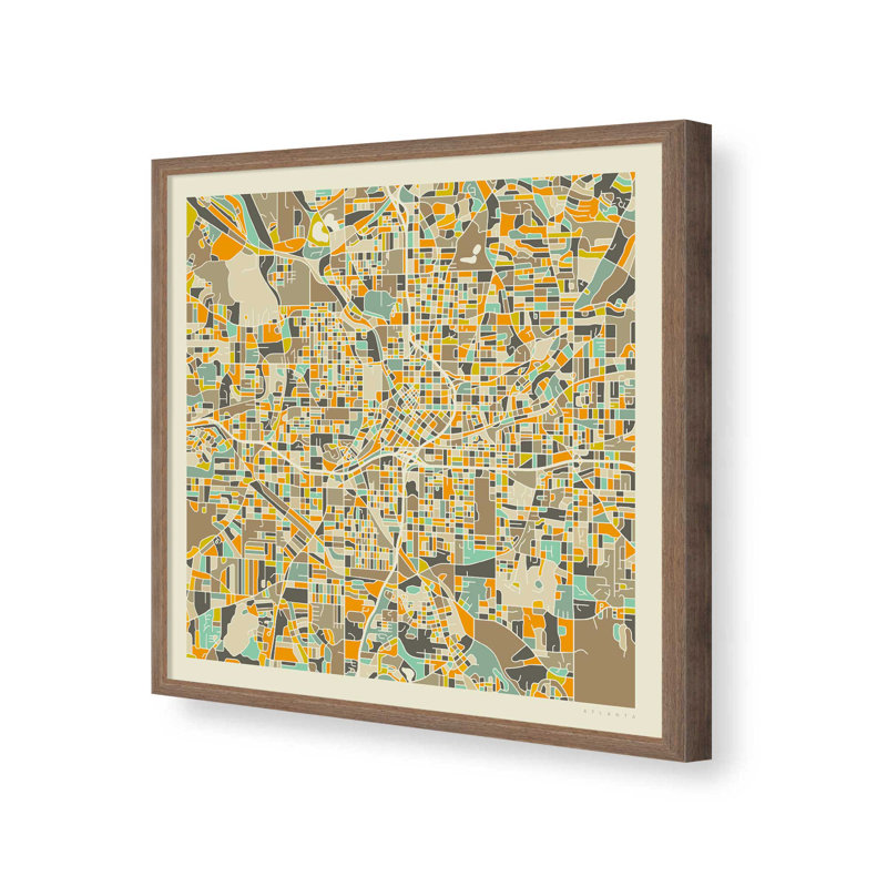 «Atlanta Map» par Jazzberry, reproduction d'art bleue, H 12 po x l 12 po, Brun