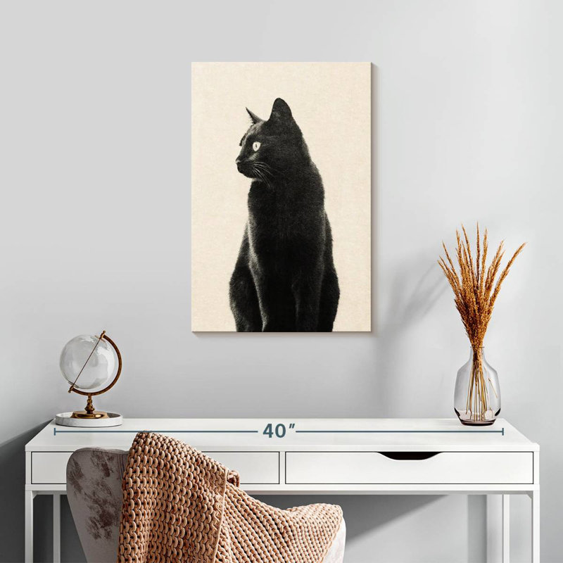 Chat noir Brampt beige, H 24 po x l 16 po