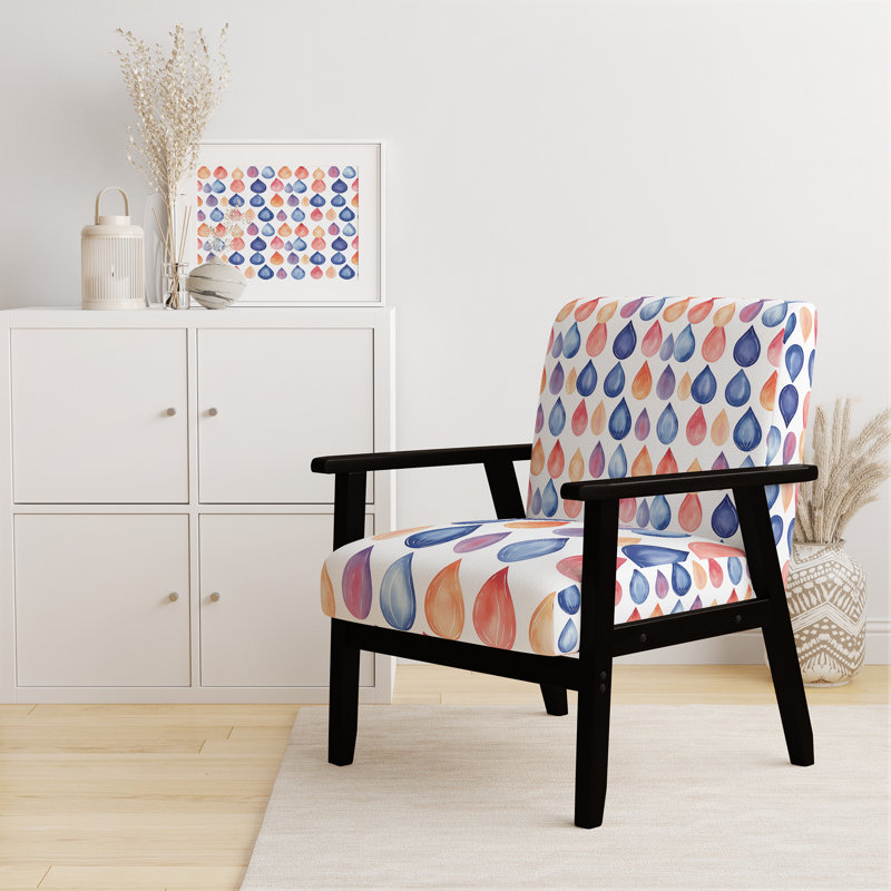 Chaise d'appoint Boho - Fauteuil Teardrops, Accoudoirs carrés noirs