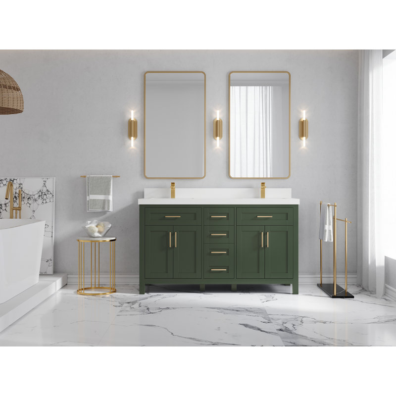 Sharber 60'' Double Bathroom Vanity with Quartz Top, WWCL1713