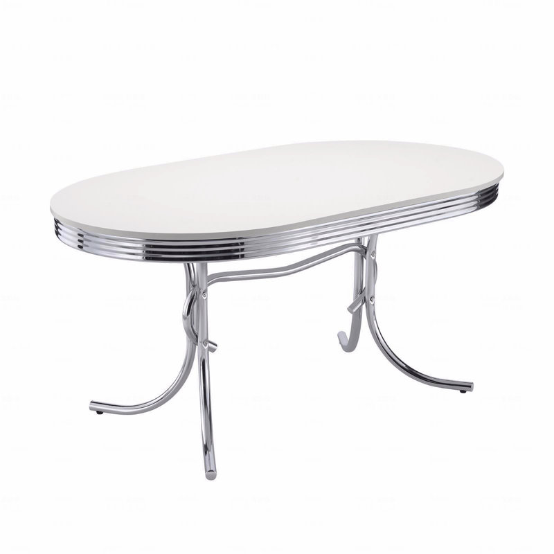 White And Chrome Oval Dining Table