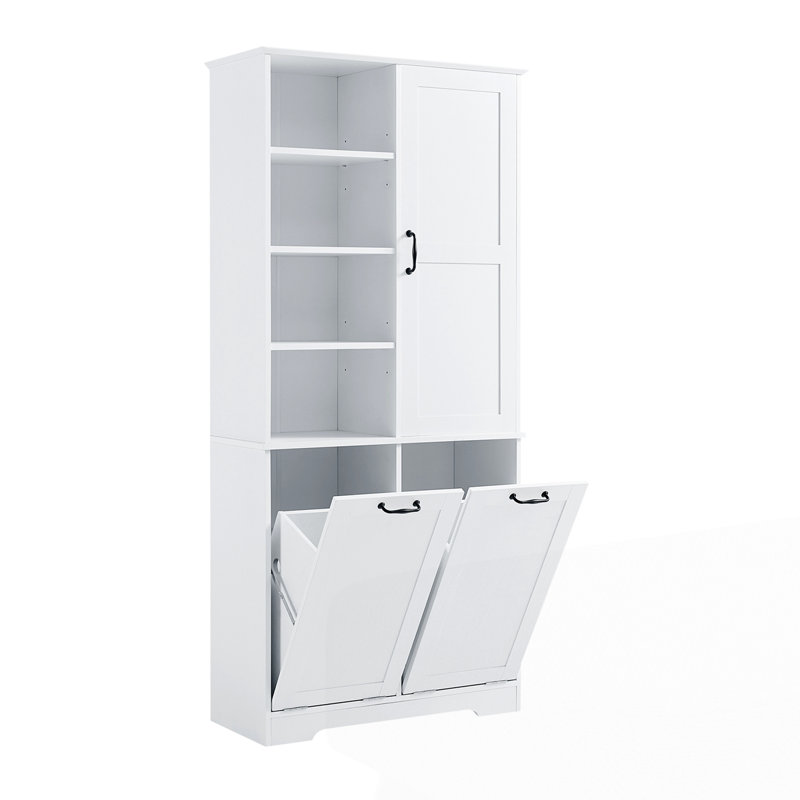Armoire de rangement pour salle de bain avec portes et tiroirs, Blanc
